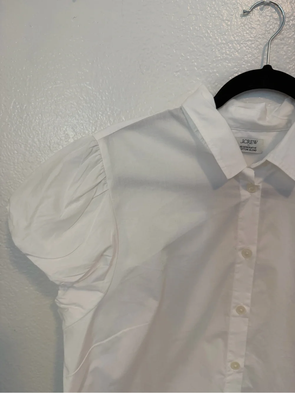 NWOT J.Crew White Puff Sleeve Button-Up Cotton Blouse Approx Size L